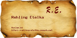 Rehling Etelka névjegykártya